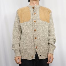 画像3: 90's Cabela's スエードレザーパッチ付き ウールニットセーター L (3)