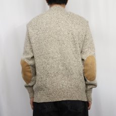 画像4: 90's Cabela's スエードレザーパッチ付き ウールニットセーター L (4)