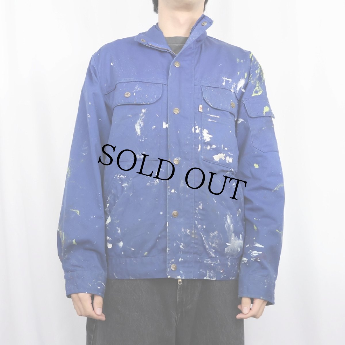 画像3: 80's〜 EURO ペンキペイント コットンツイル ワークジャケット S (3)