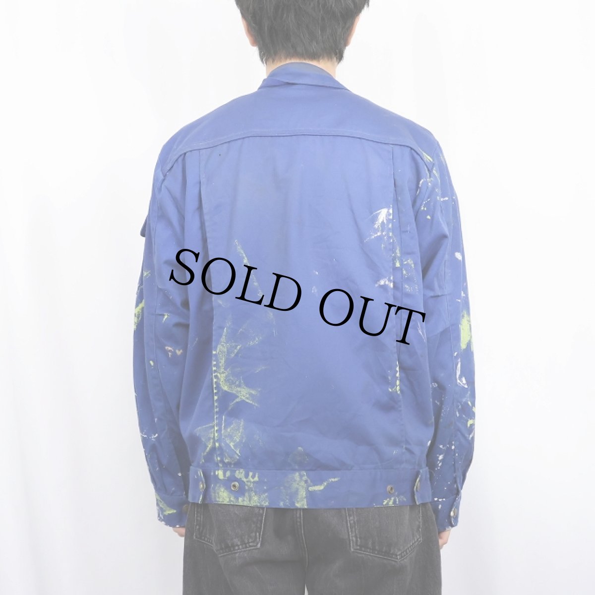 画像4: 80's〜 EURO ペンキペイント コットンツイル ワークジャケット S (4)