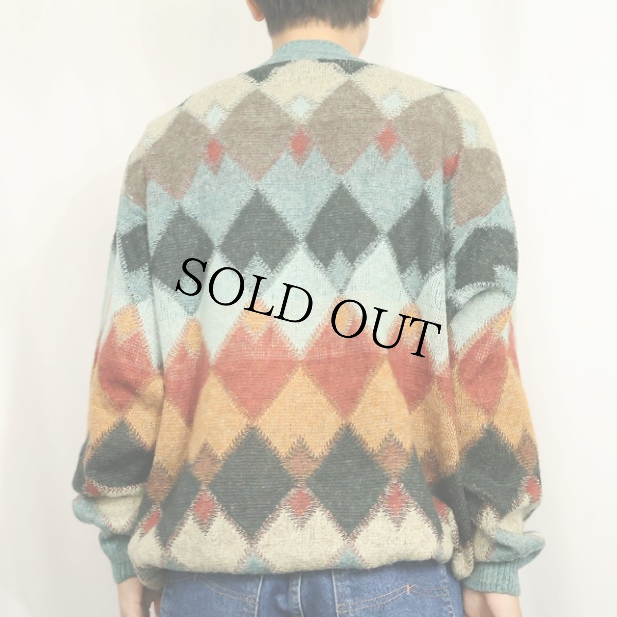 画像4: 90's SUSPENSE ITALY製 アーガイル柄 アルパカウールニットセーター SIZE56 (4)