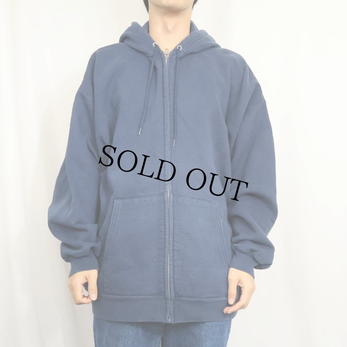 画像2: 90〜2000's Hanes 無地 スウェットジップパーカー NAVY XL (2)