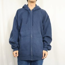 画像2: 90〜2000's Hanes 無地 スウェットジップパーカー NAVY XL (2)