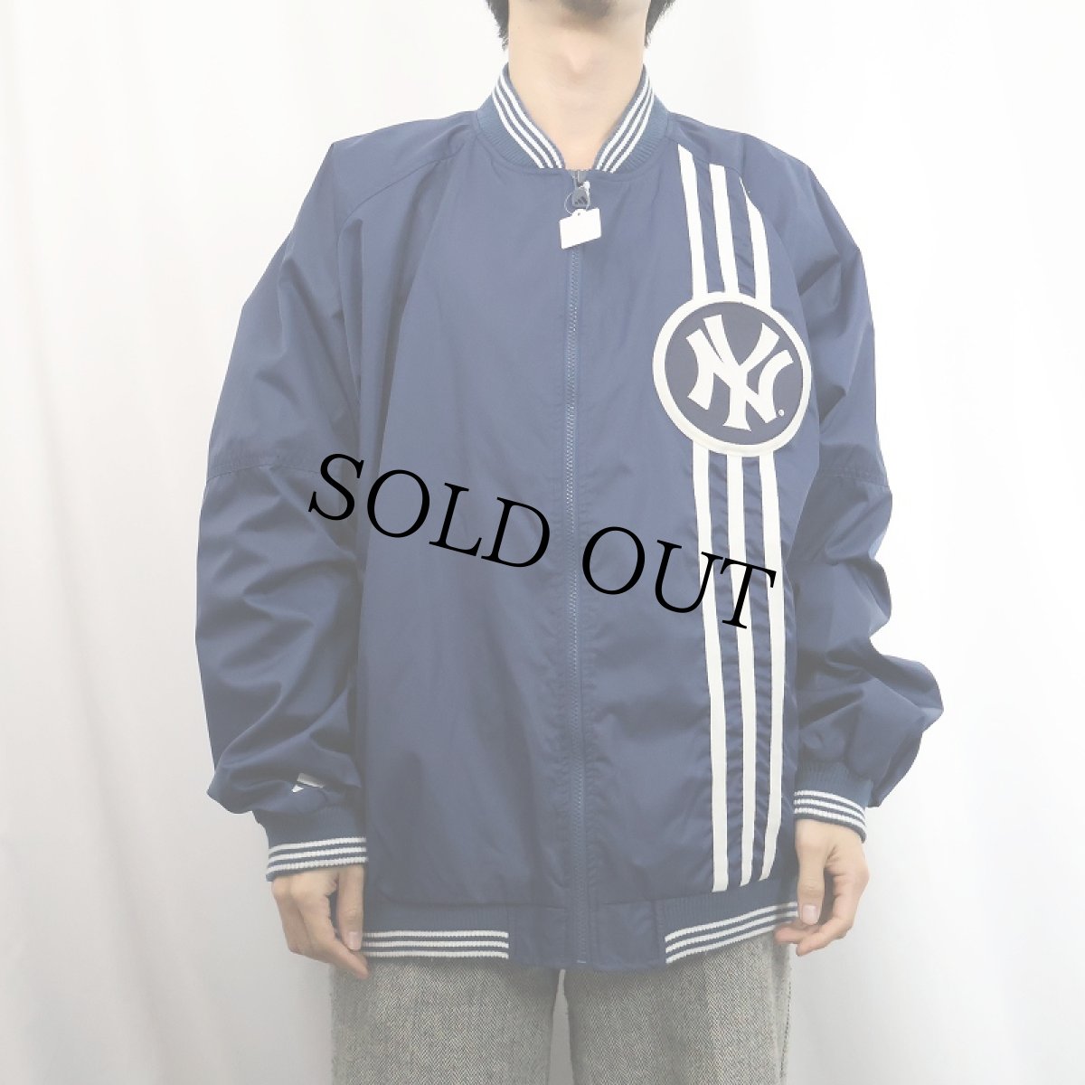 画像2: 90's adidas "NEW YORK YANKEES" ワッペン付き ナイロンスタジャン NAVY L (2)