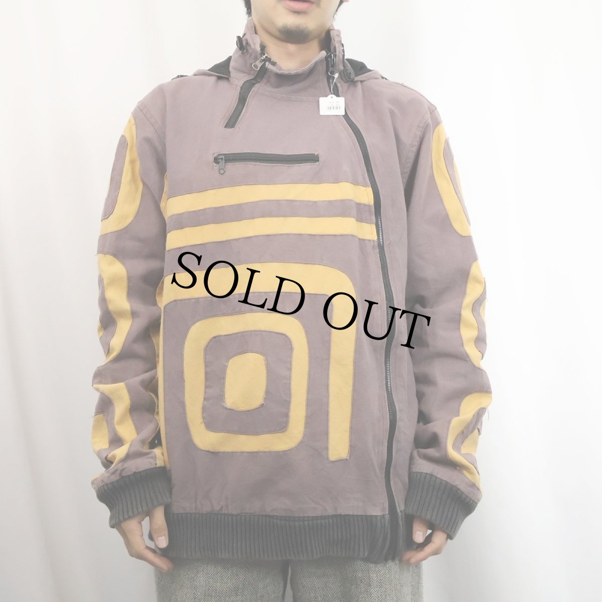 画像3: NEPAL製 デザインコットンジップパーカー L (3)