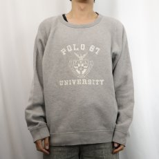 画像2: 90's POLO SPORT Ralph Lauren "POLO 67 UNIVERSITY" プリントラグランスウェット L (2)