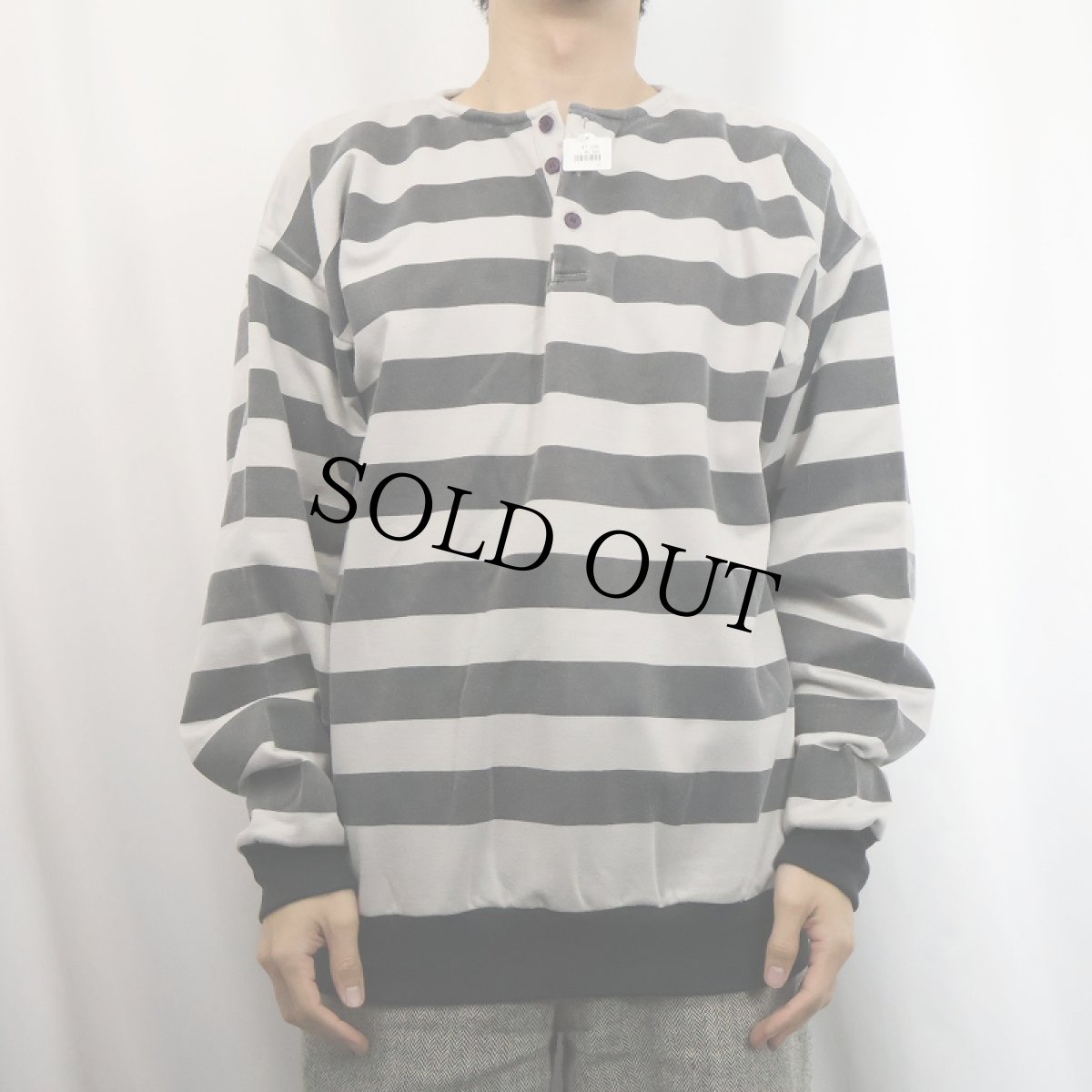 画像2: ボーダー柄 ヘンリーネックスウェット (2)