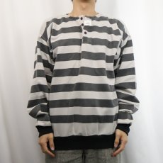 画像2: ボーダー柄 ヘンリーネックスウェット (2)