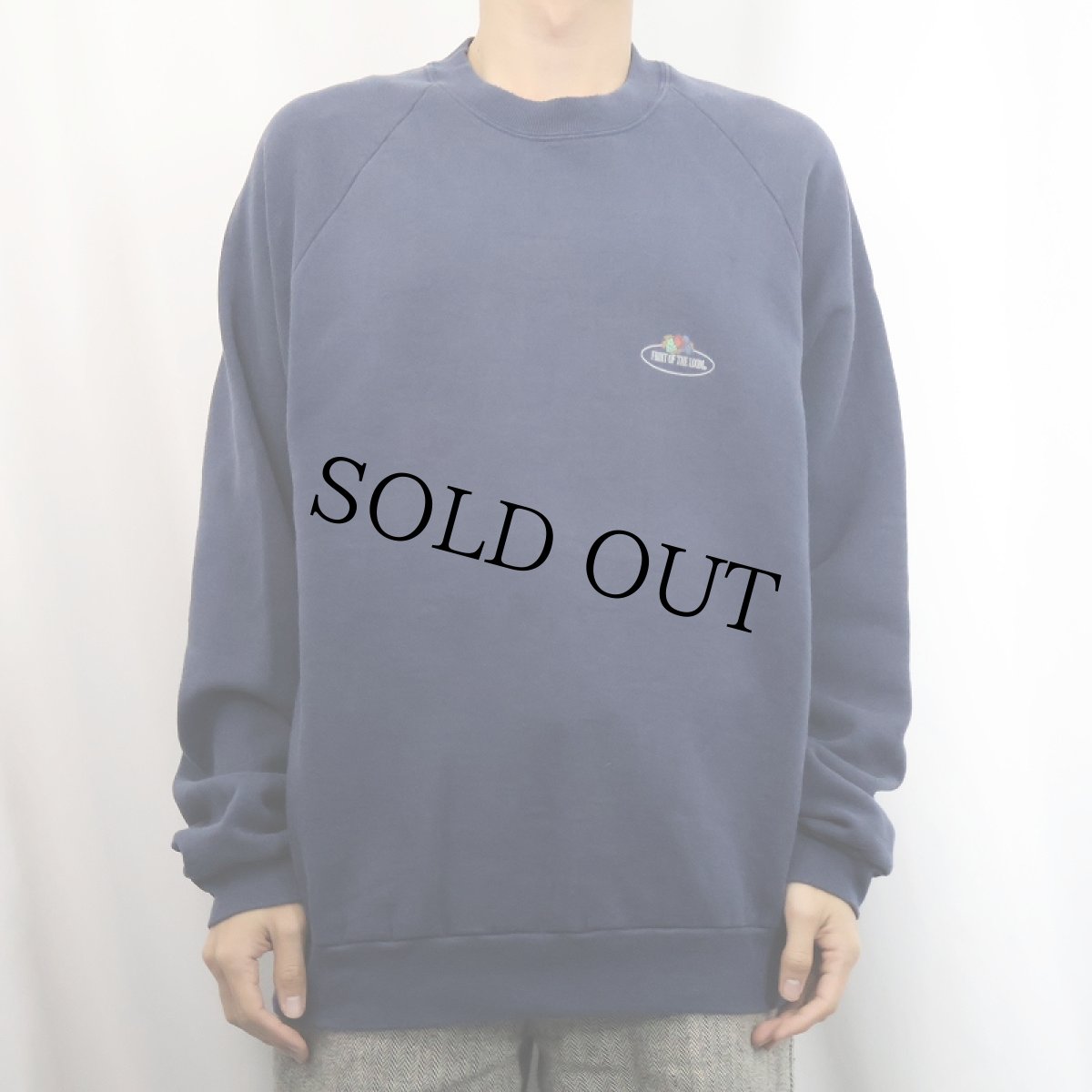 画像2: 90's FRUIT OF THE LOOM ロゴプリント ラグランスウェット NAVY XL (2)