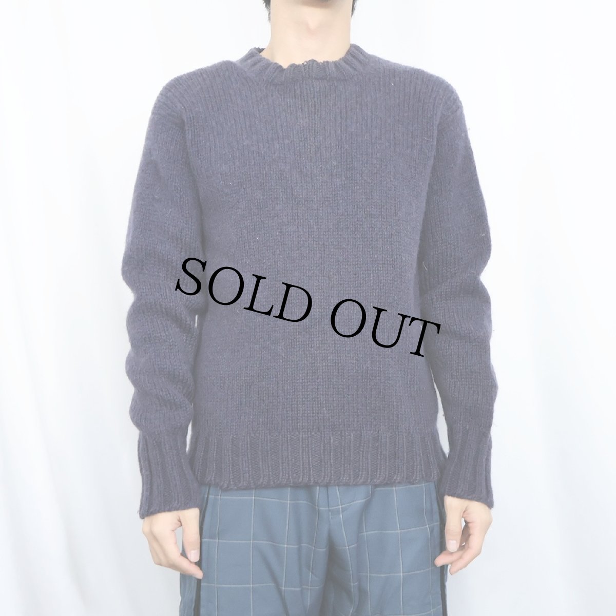 画像2: 〜80's Kilgour, French & Stanbury ウールニットセーター NAVY (2)