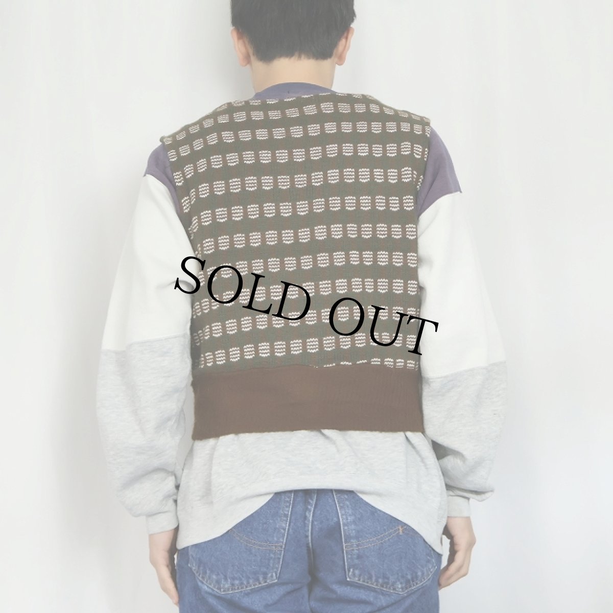 画像3: 70's〜 USA製 柄織 アクリルニットベスト M (3)