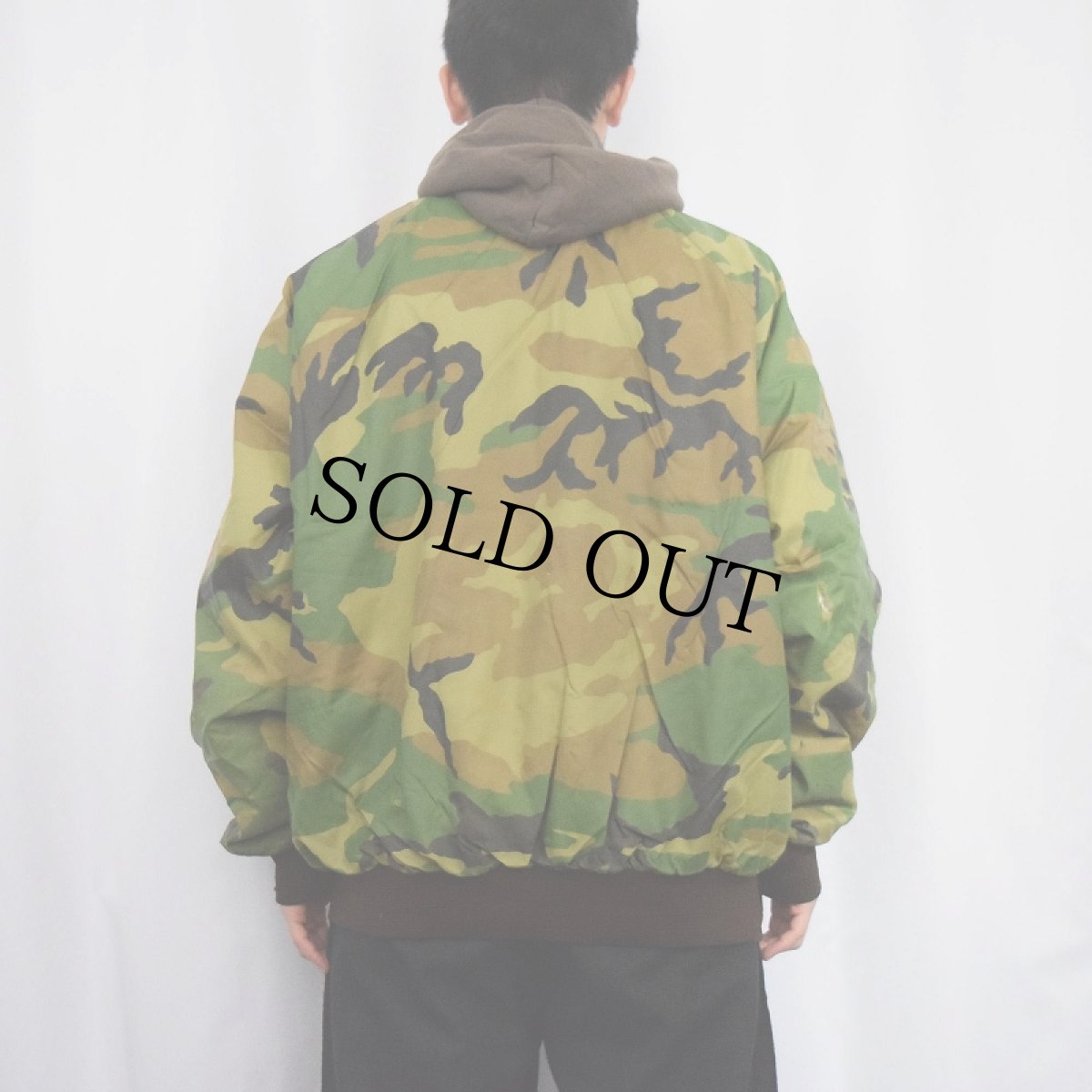 画像3: 80's Four Seasons USA製 ウッドランドカモ柄 キルティングライナー フード付きジャケット XXL (3)