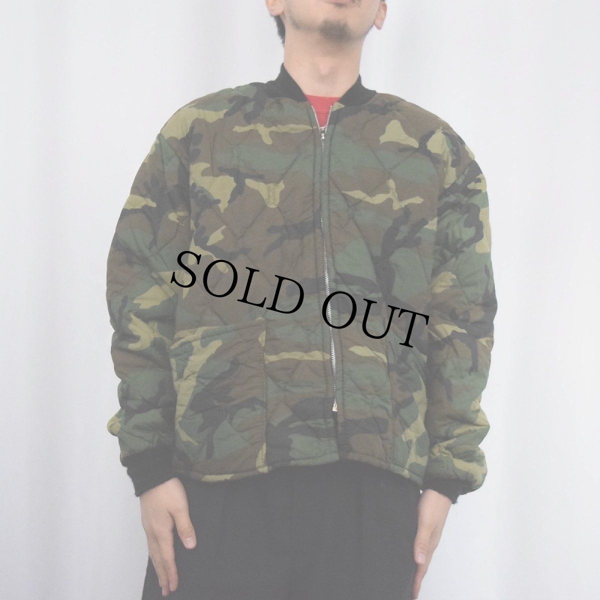 画像2: 70's EMPIRE INSULATED WEAR USA製 ウッドランドカモ柄 キルティングジャケット XL (2)