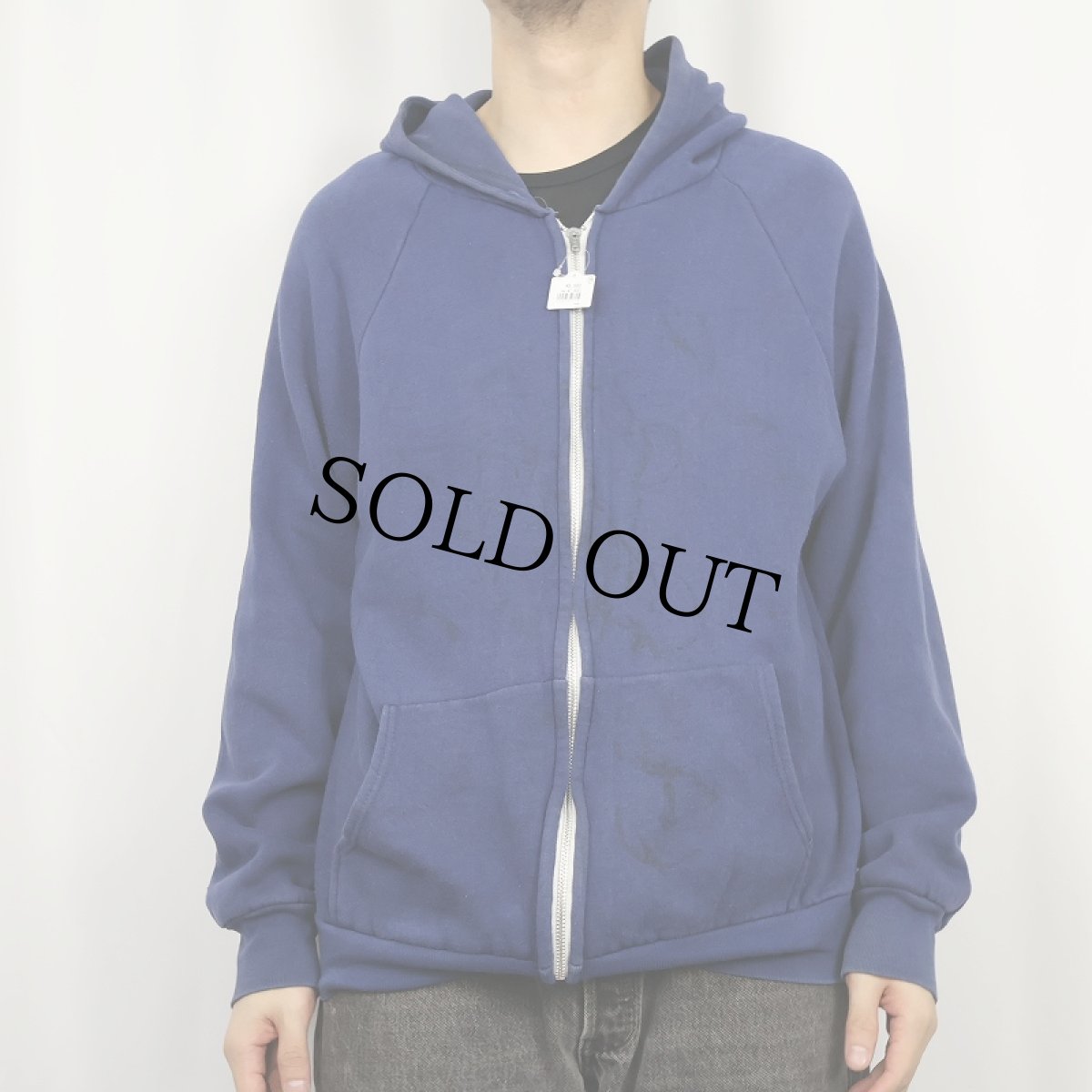 画像2: 70〜80's halen 裏サーマル ラグランスウェットジップパーカー NAVY XL (2)