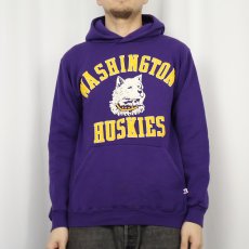 画像2: 80's RUSSELL ATHLETIC USA製 "WASHINGTON HUSKIES" プリントスウェットフーディ M (2)