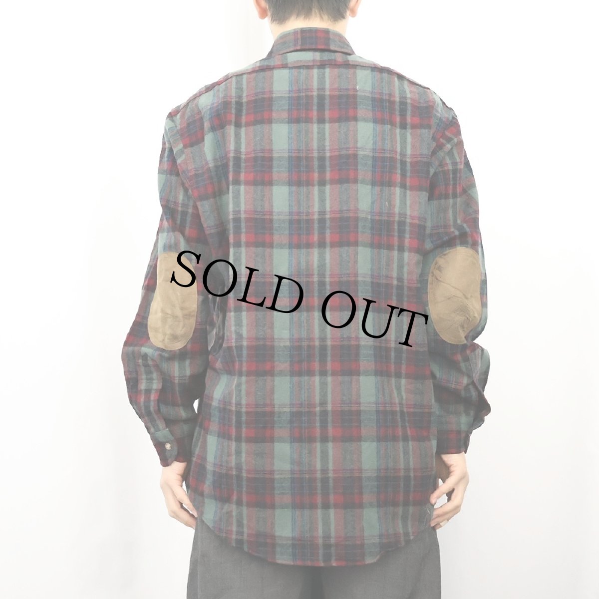 画像3: 80's PENDLETON USA製 チェック柄 エルボーパッチ付き ウールシャツ M (3)