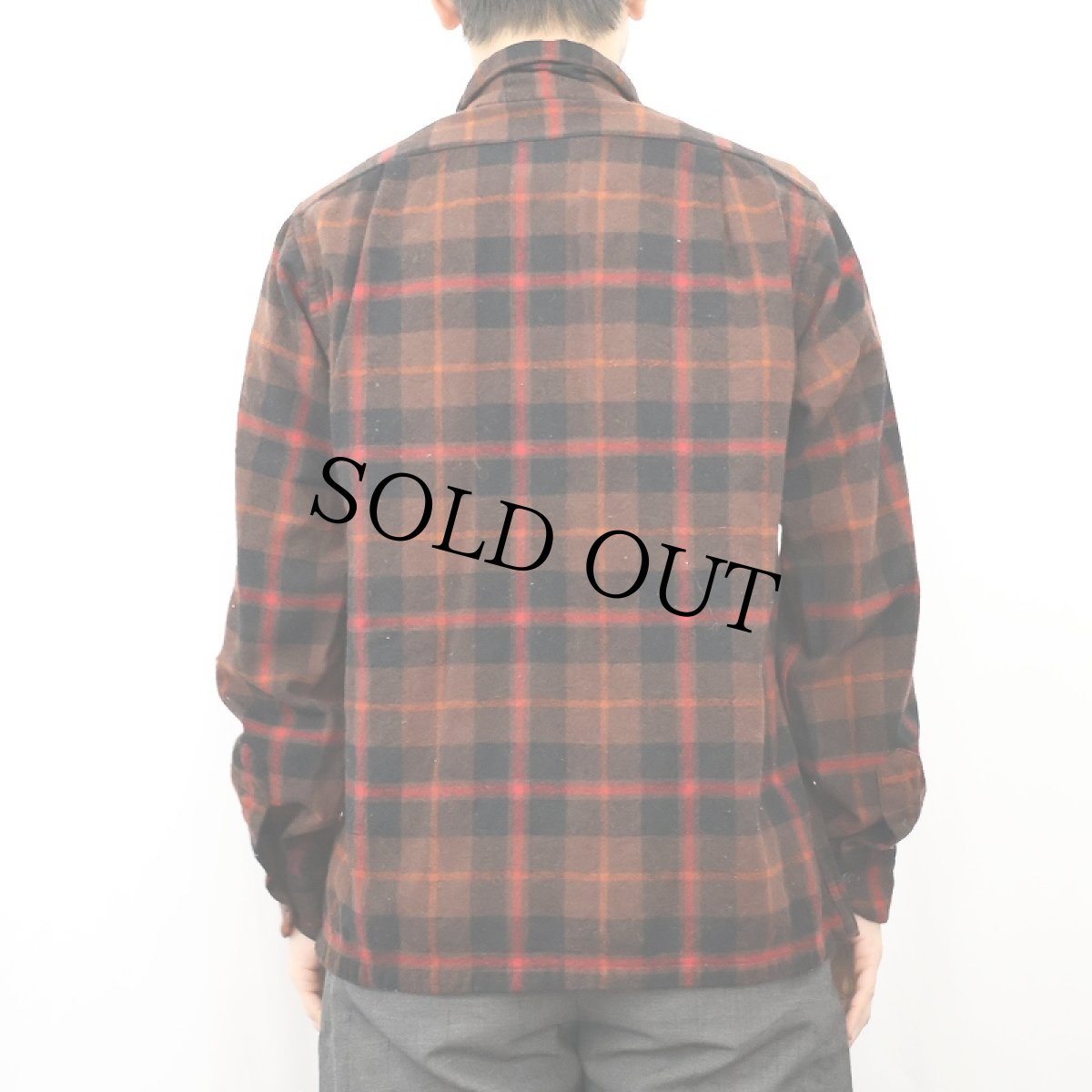 画像3: 60's PENDLETON チェック柄 オープンカラーウールシャツ M (3)