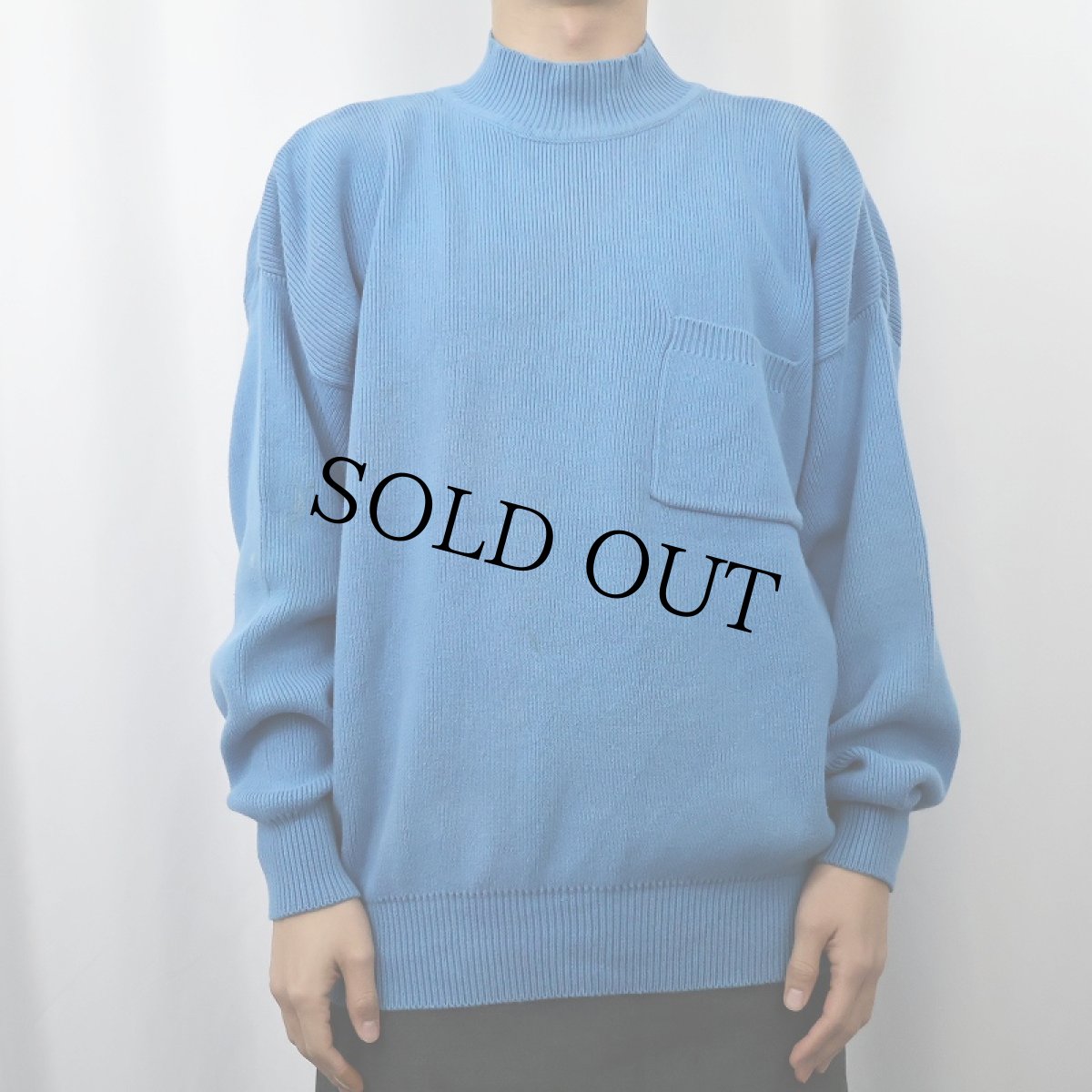 画像2: 90's GAP モックネック コットンニットセーター L (2)