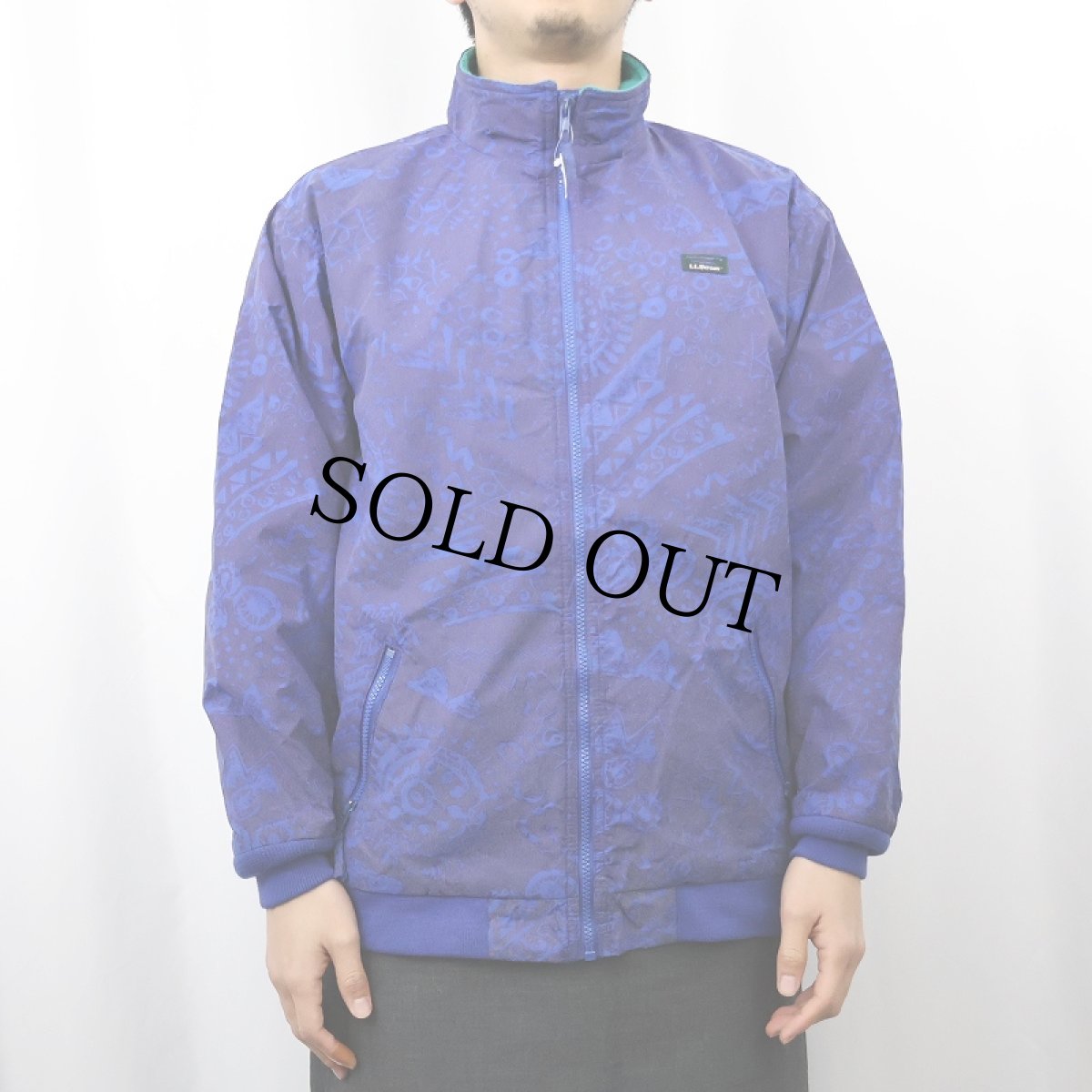 画像2: 80〜90's L.L.Bean "Warm-up Jacket" 総柄 フリースライナー リフレクトシェルドジャケット KIDS XL (2)