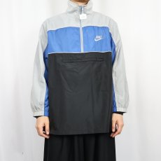 画像2: 80's NIKE 紺タグ 切り替えデザイン ハーフジップナイロンジャケット L (2)