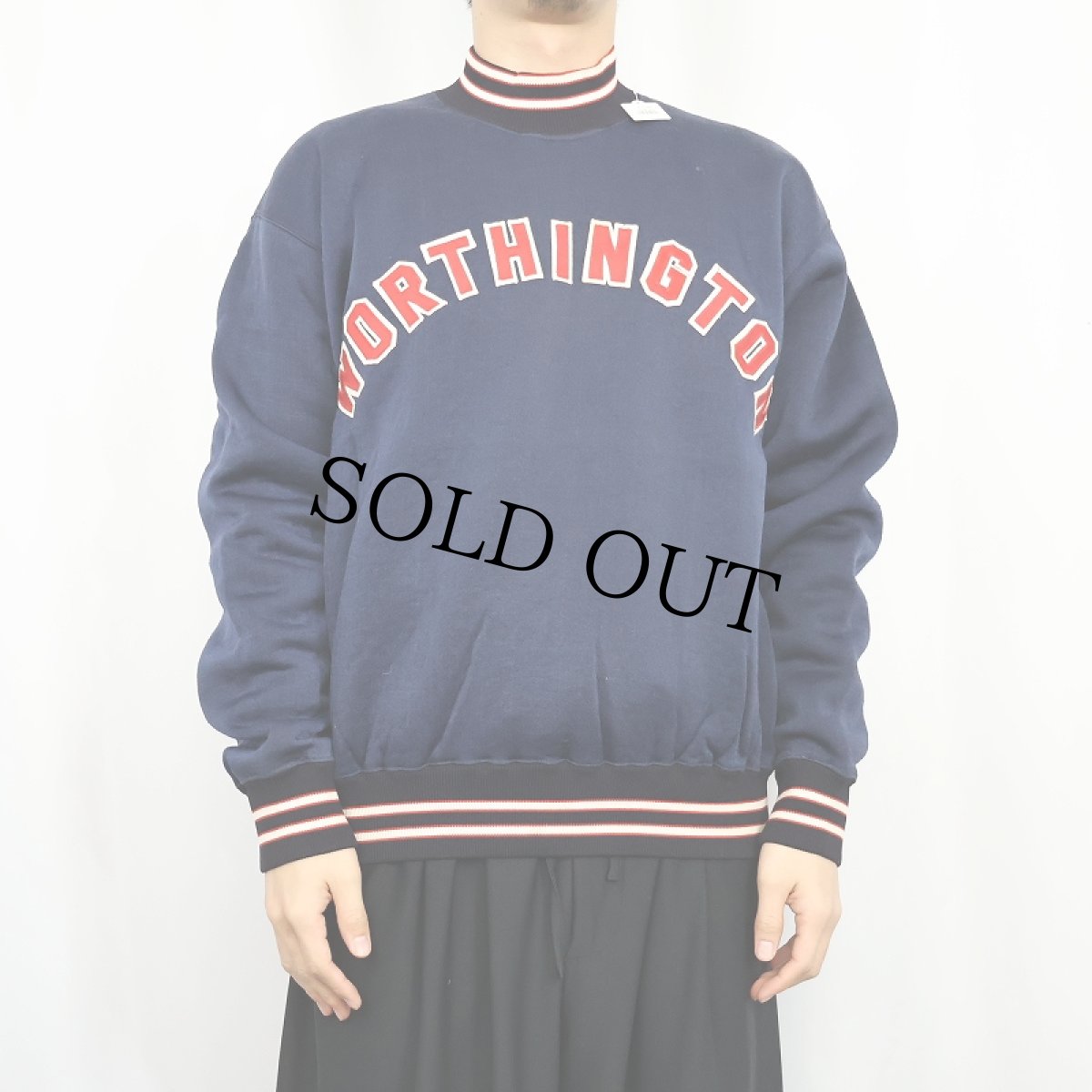 画像2: 60's Champion PRODUCTSタグ "WORTHINGTON" プリントナイロンスウェット NAVY L (2)