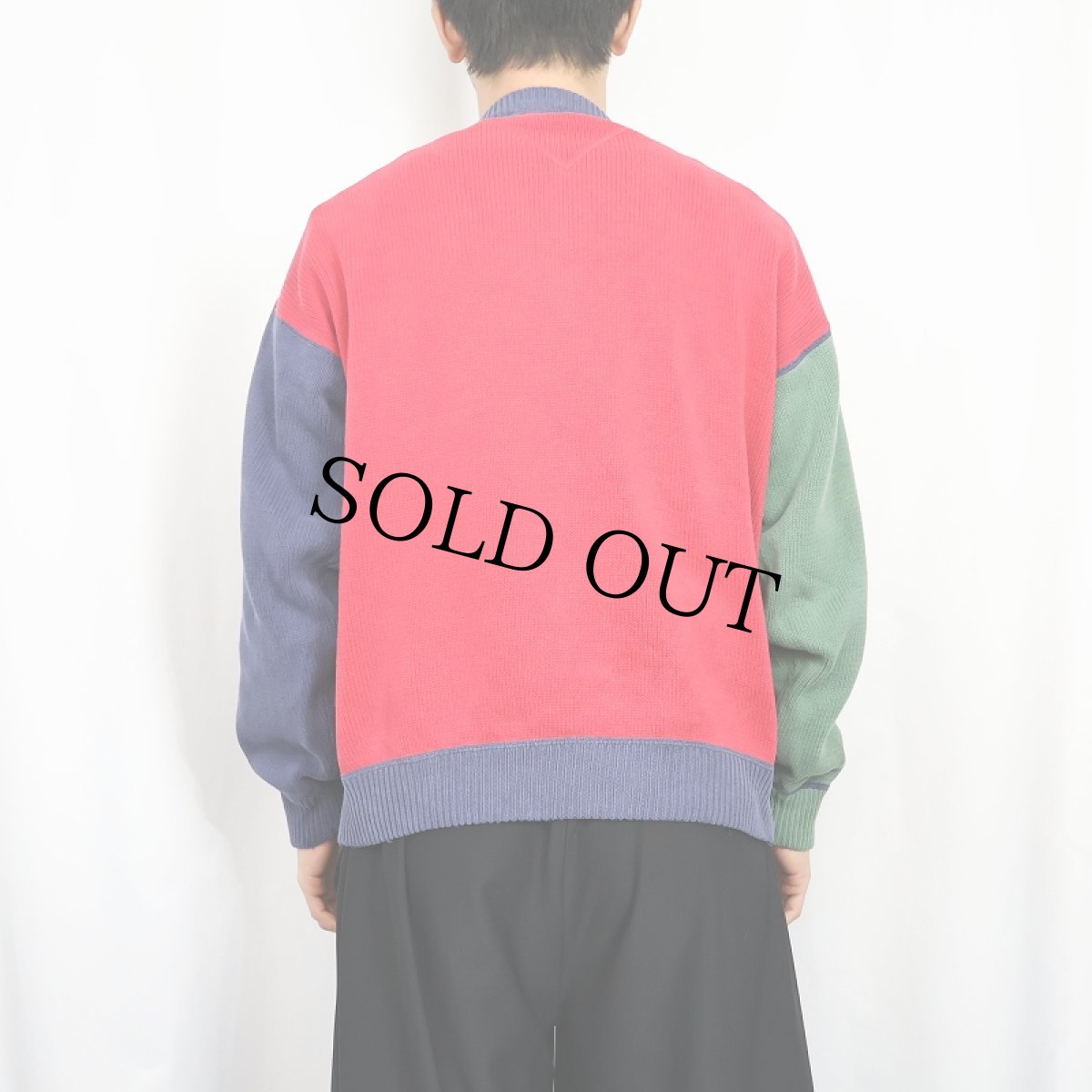 画像3: 80〜90's Eddie Bauer パネル切り替え コットンニットセーター L (3)