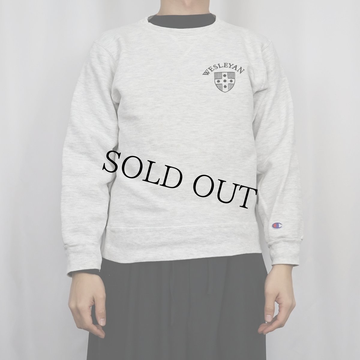 画像3: 80's Champion USA製 "WESLEYAN" 前V プリントスウェット M (3)