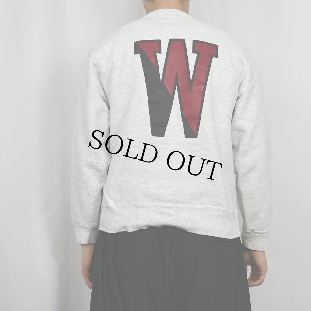 画像4: 80's Champion USA製 "WESLEYAN" 前V プリントスウェット M (4)