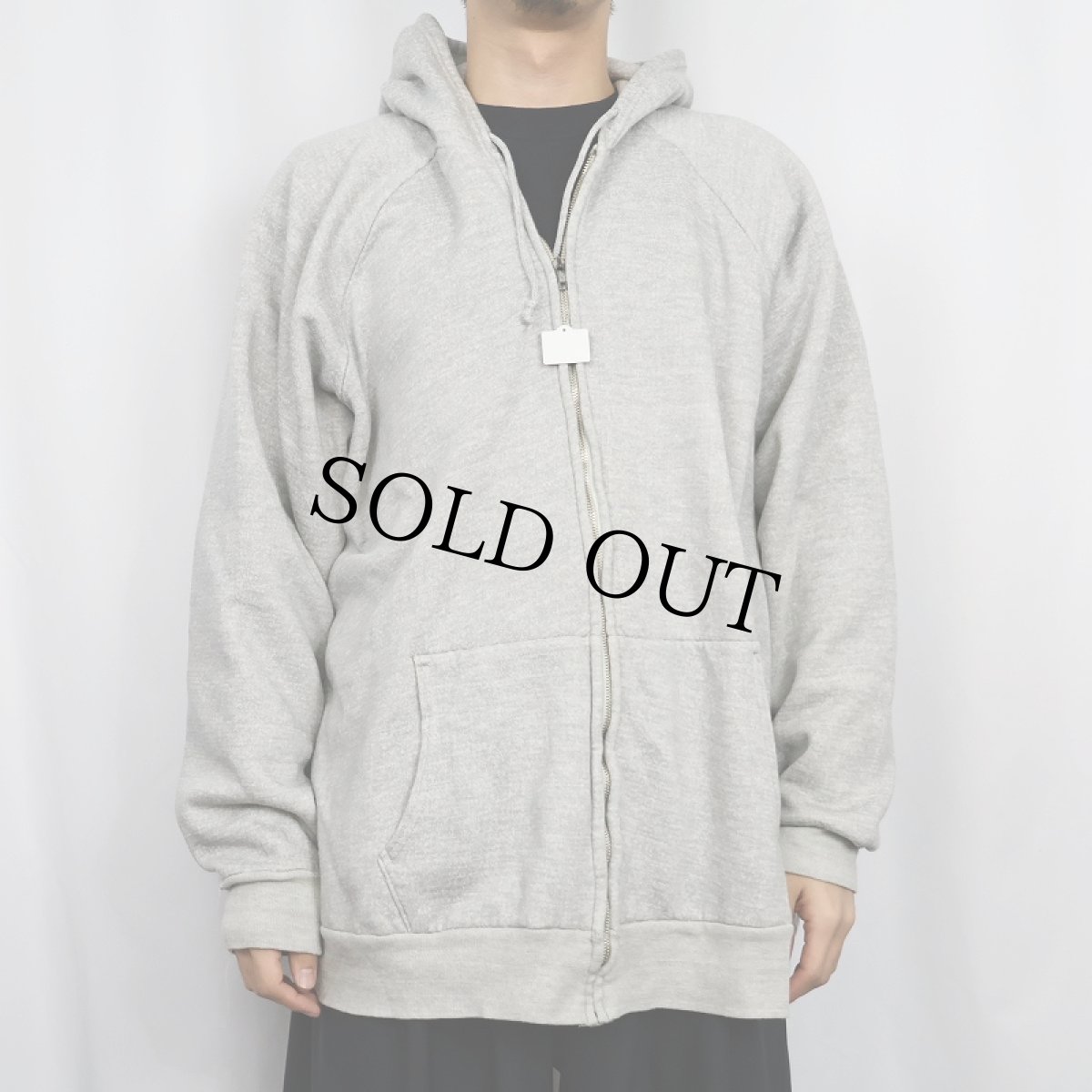 画像2: 80's MAN SIZED EAST GERMANY製 裏サーマル ラグランスウェットジップパーカー 2X-TALL (2)