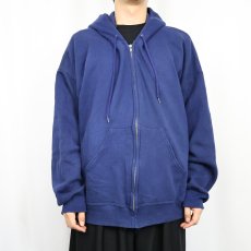 画像2: 90's Lee USA製 スウェットジップパーカー NAVY 2X (2)