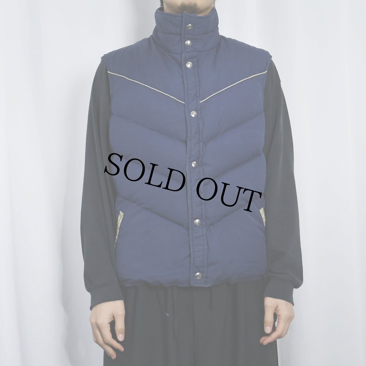 画像2: 80's Woolrich ウエスタンデザイン ダウンベスト NAVY L (2)