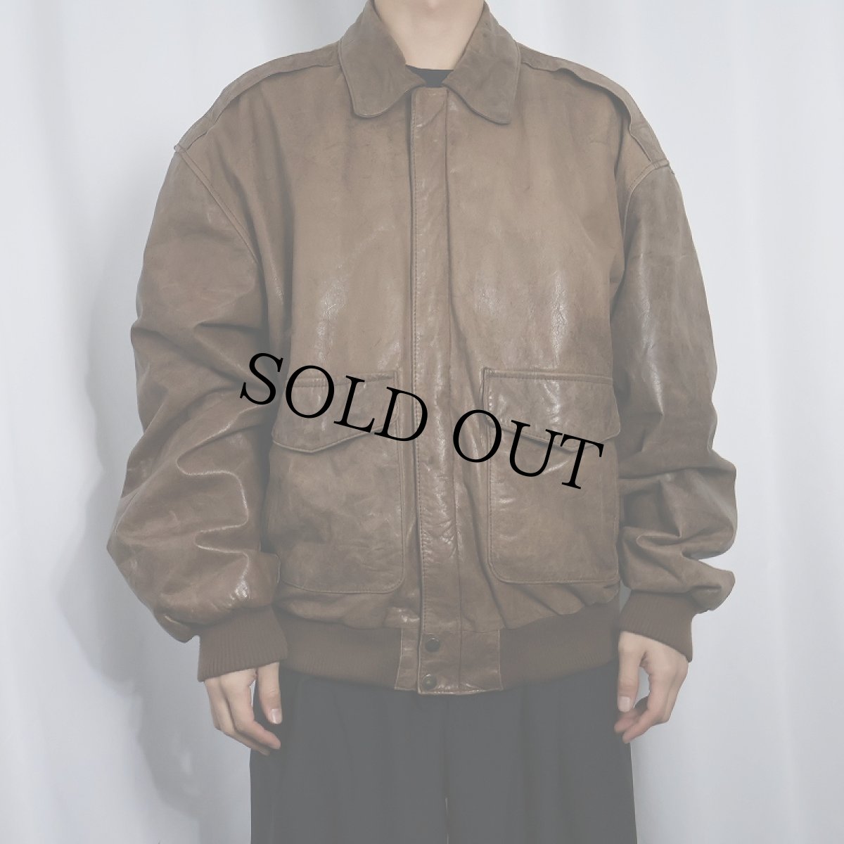 画像2: 80's〜 ADVENTURE BOUND "A-2 TYPE" レザーフライトジャケット L LONG (2)