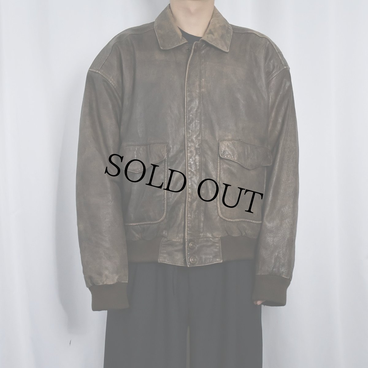 画像2: 80's〜 ADVENTURE BOUND "A-2 TYPE" レザーフライトジャケット XL (2)