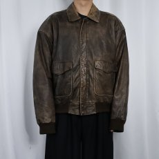 画像2: 80's〜 ADVENTURE BOUND "A-2 TYPE" レザーフライトジャケット XL (2)