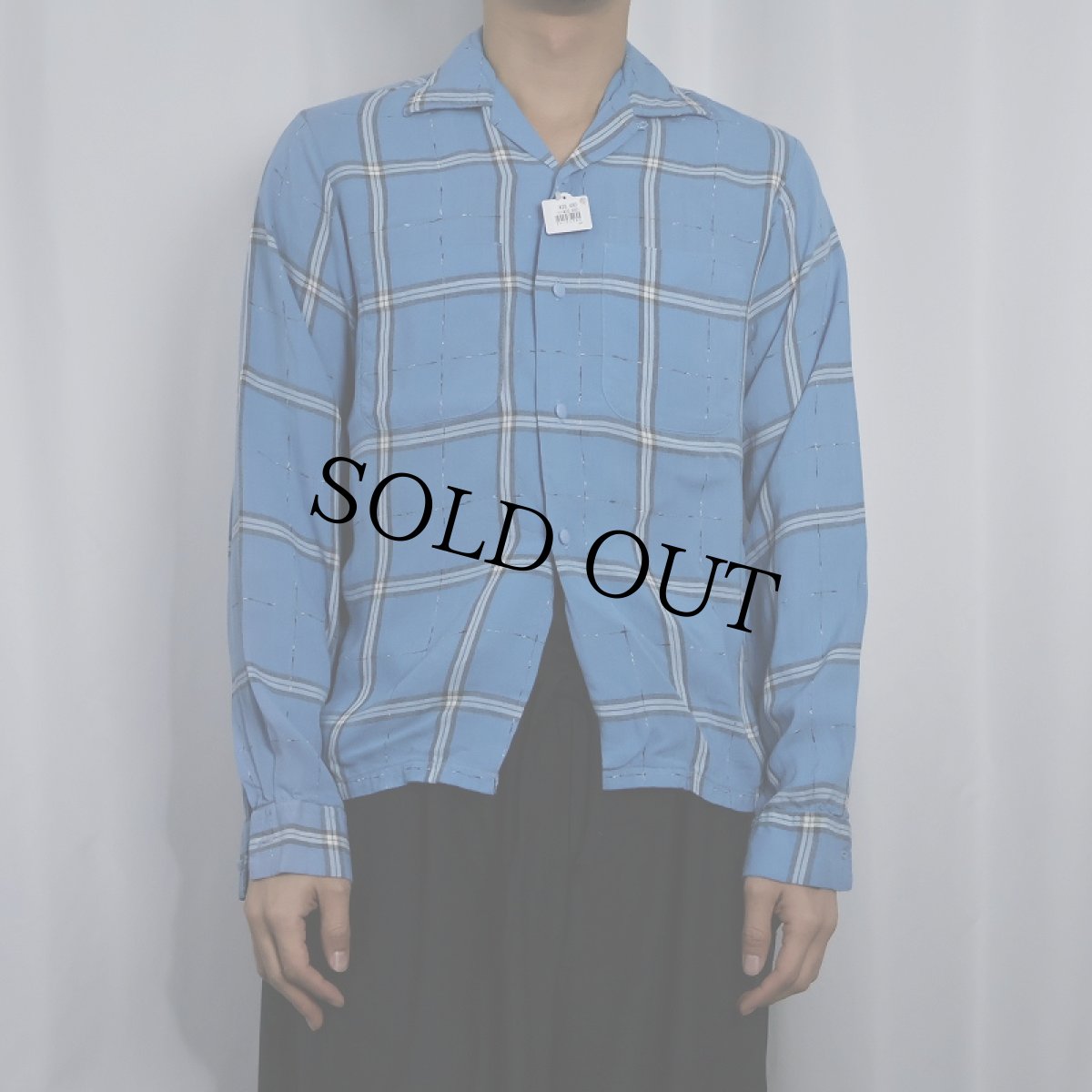 画像2: 50's PENNEY'S TOWNCRAFT チェック柄 コットン×レーヨン オープンカラーシャツ S (2)