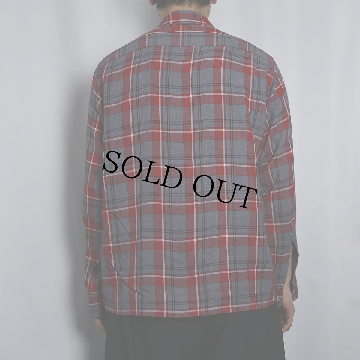 画像3: 50's PENNEY'S "COMPASS" チェック柄 レーヨン オープンカラーシャツ SIZE15-15 1/2 (3)