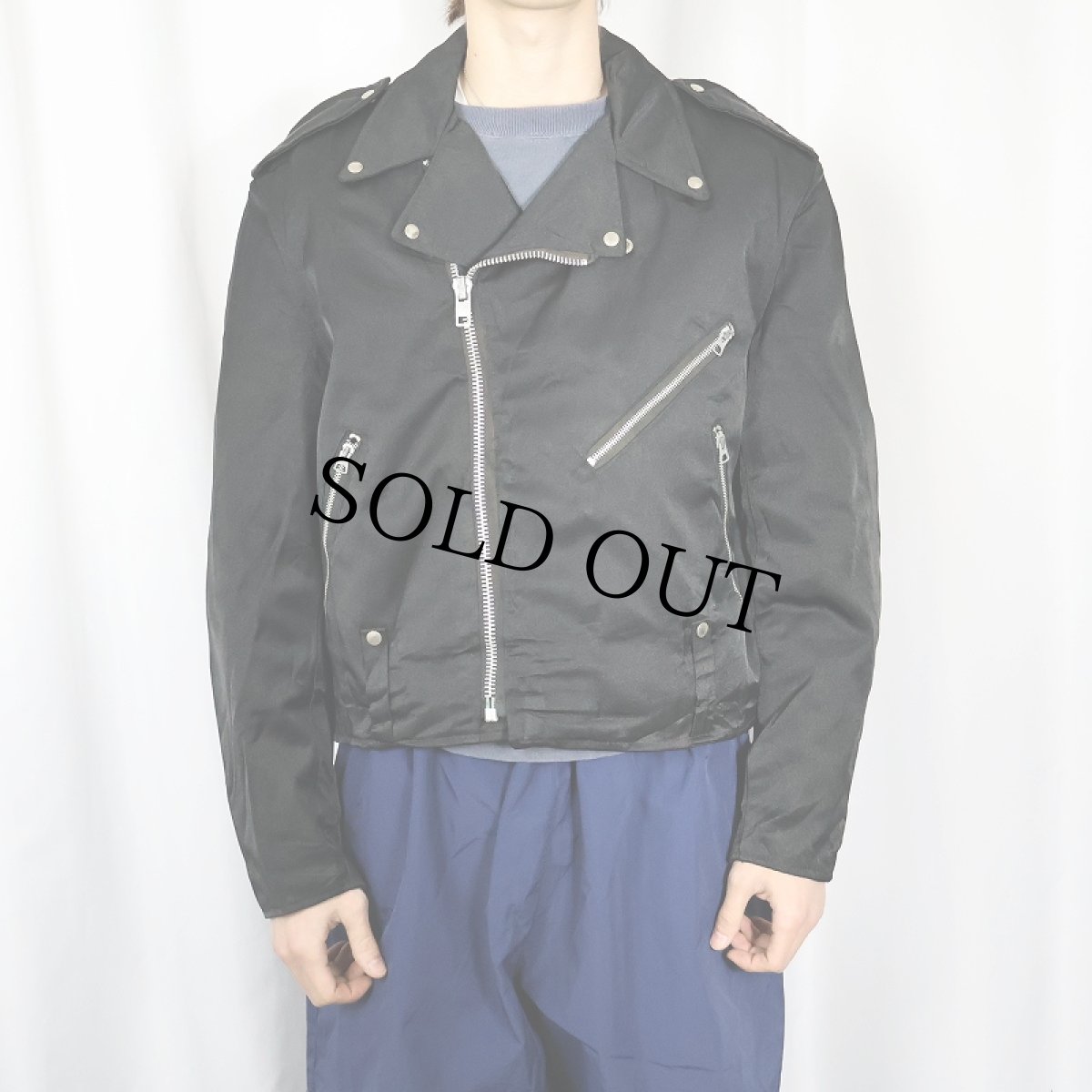 画像2: 60〜70's  AMF Harley-Davidson ナイロン ダブルライダースジャケット BLACK SIZE42 (2)
