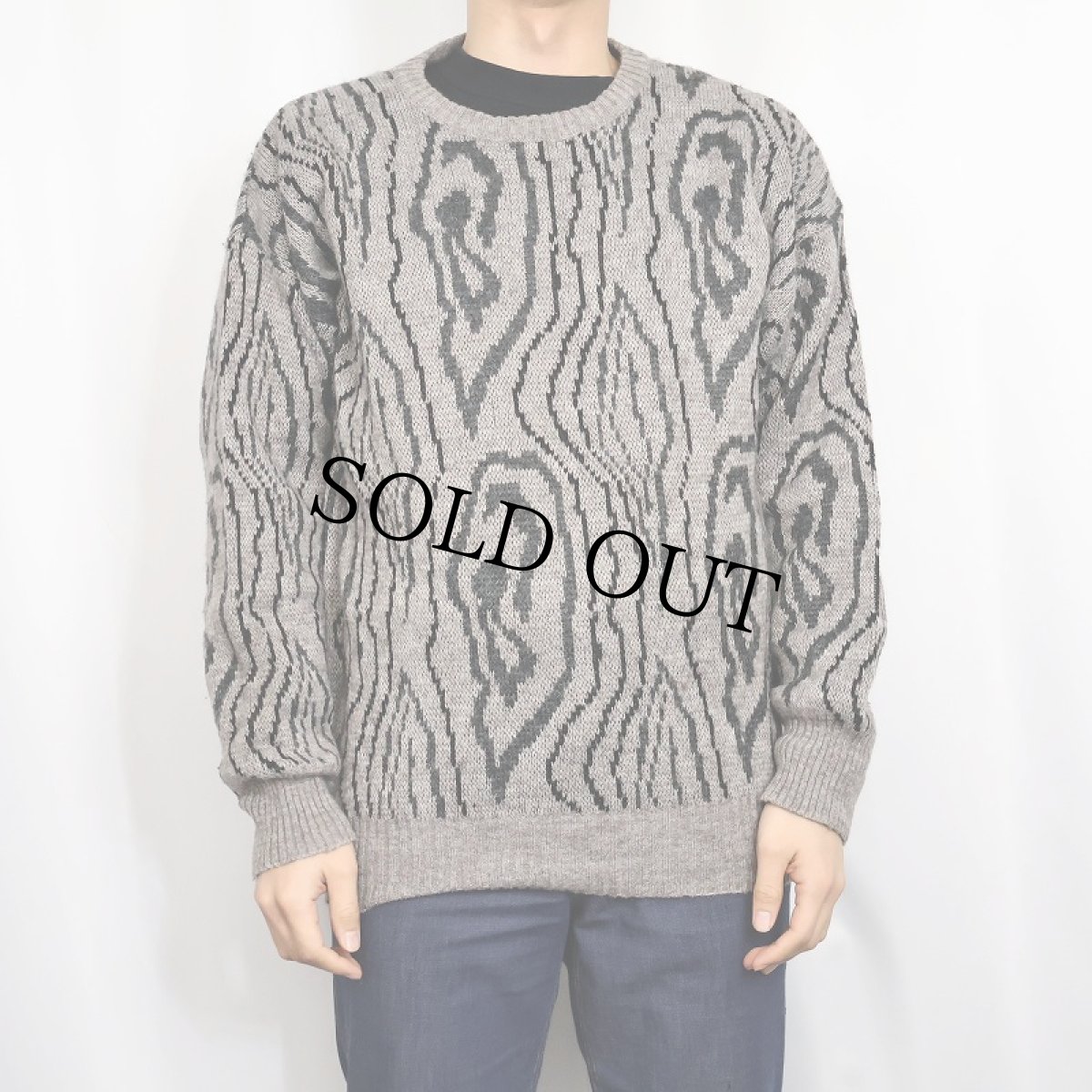 画像2: 80's〜 LORD B 総柄 ウール×アクリル ニットセーター SIZE52 (2)