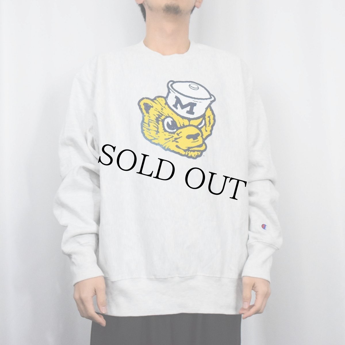 画像2: 2000's Champion REVERSE WEAVE "MICHIGAN" マスコットキャラクタープリントスウェット XL (2)