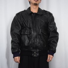 画像2: 80〜90's A-2 TYPE フライトレザージャケット BLACK (2)