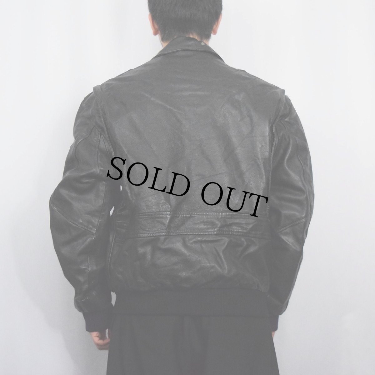 画像3: 80〜90's A-2 TYPE フライトレザージャケット BLACK (3)