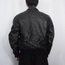 画像3: 80〜90's A-2 TYPE フライトレザージャケット BLACK (3)