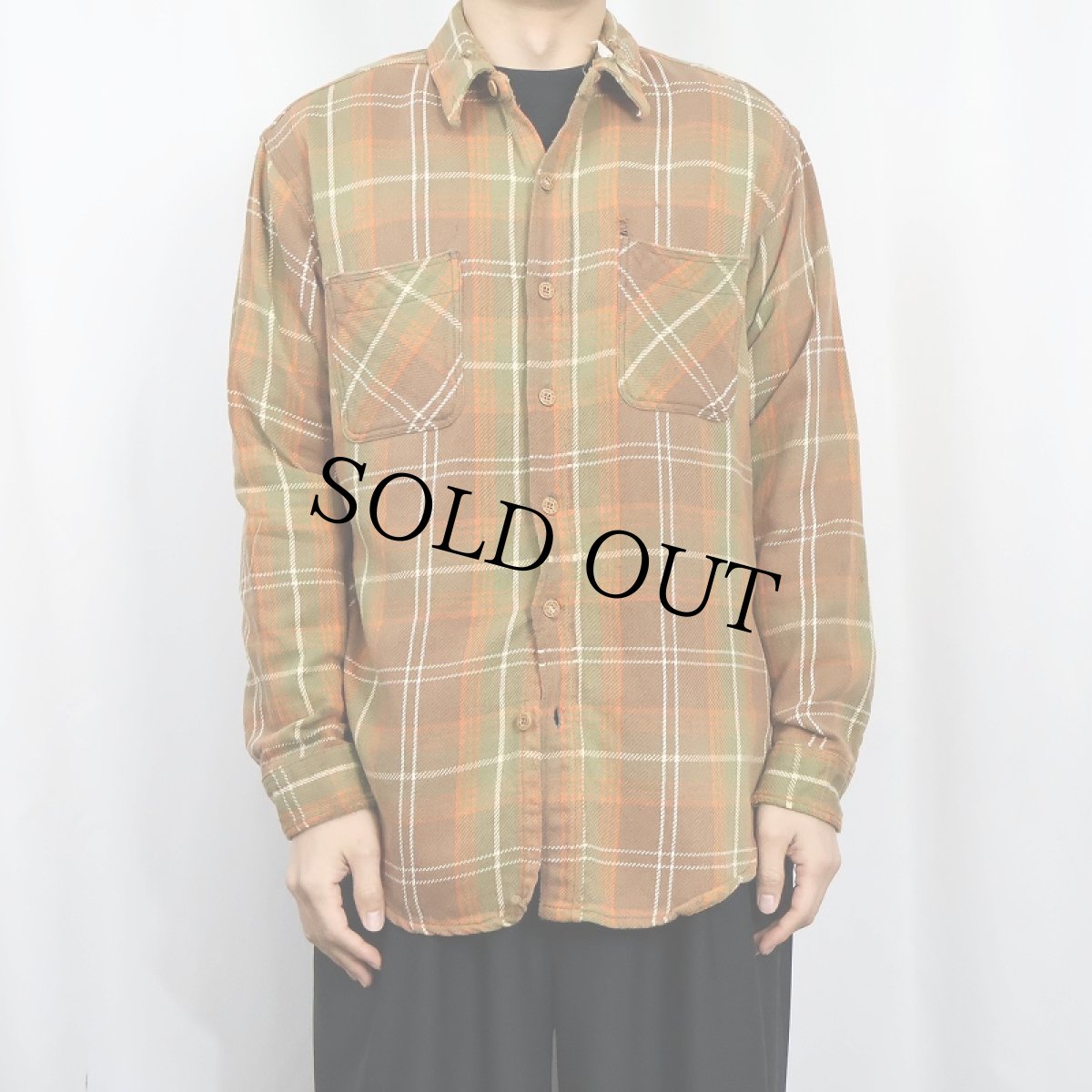 画像2: 80's BIGMAC USA製 チェック柄 ヘビーネルシャツ L (2)