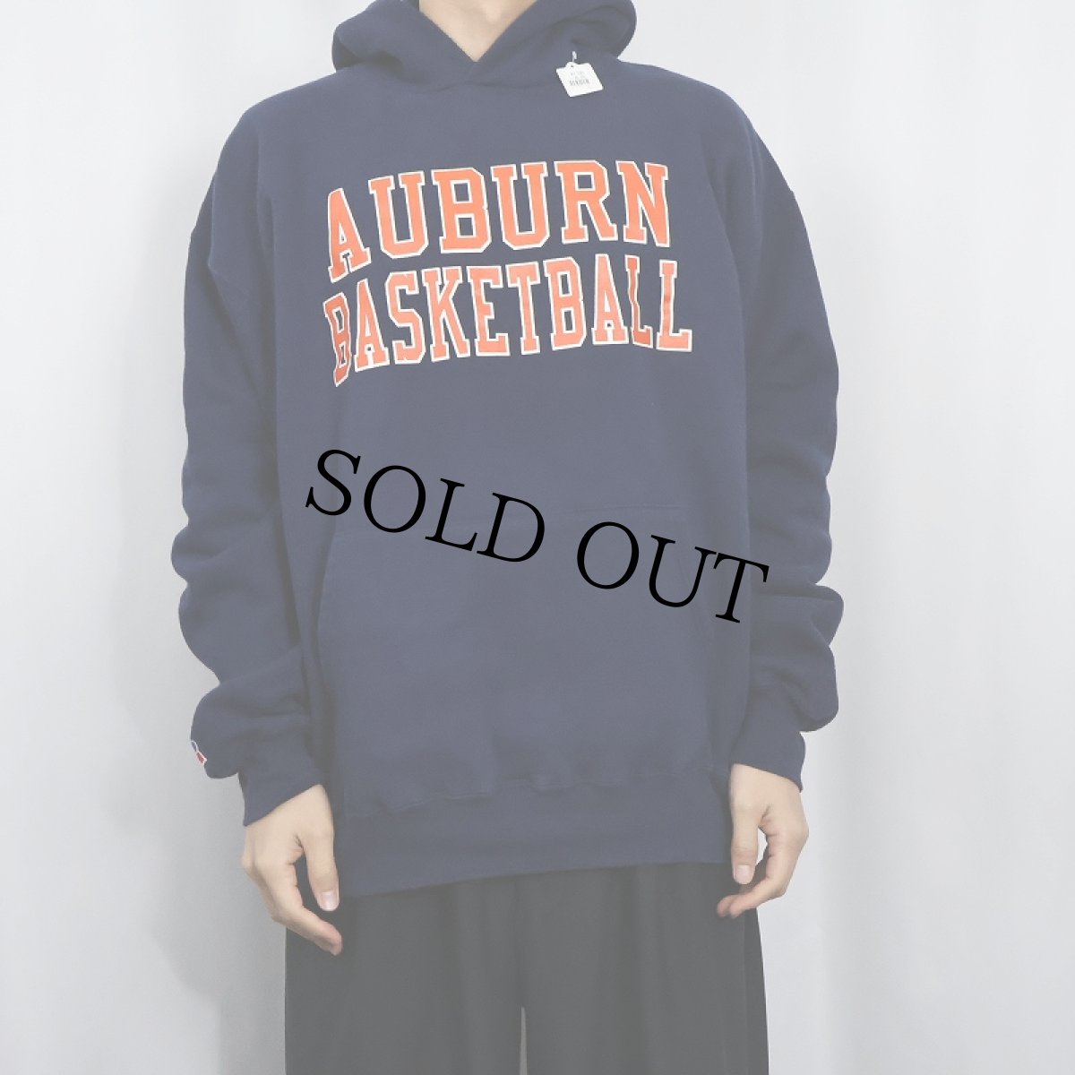 画像2: 90's〜 RUSSELL ATHLETIC USA製 "AUBURN BASKETBALL" プリントスウェットフーディ NAVY XL (2)