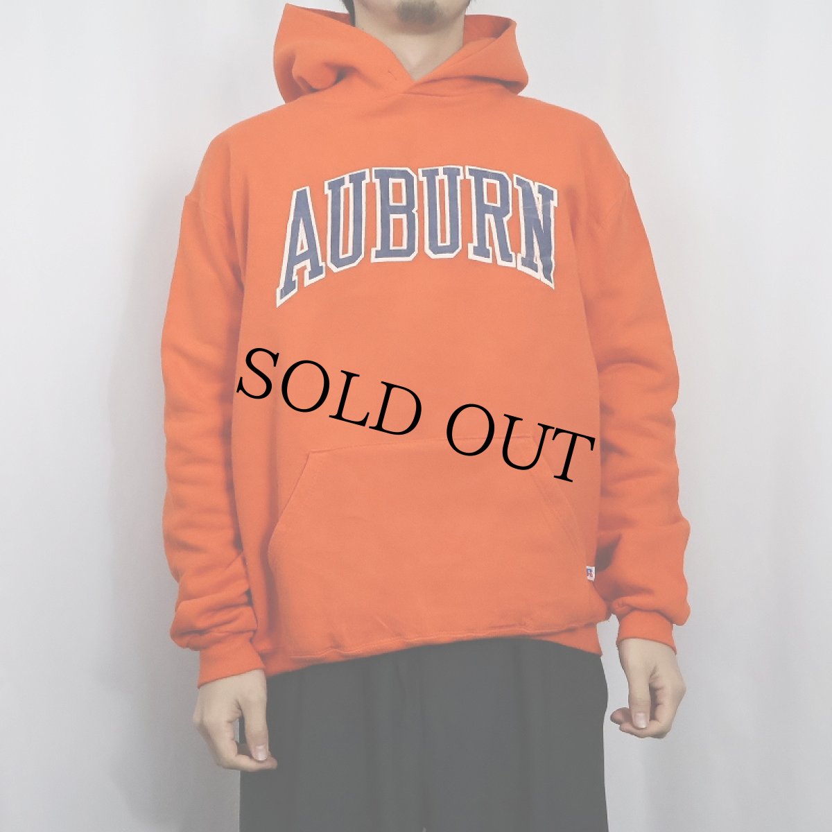 画像2: 80's RUSSELL ATHLETIC USA製 "AUBURN" プリントスウェットフーディ L (2)