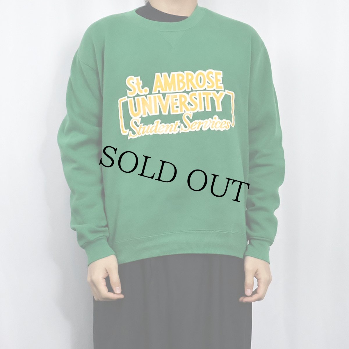 画像2: 80's RUSSELL ATHLETIC USA製 "St. AMBROSE UNIVERSITY" 前V プリントスウェット L (2)