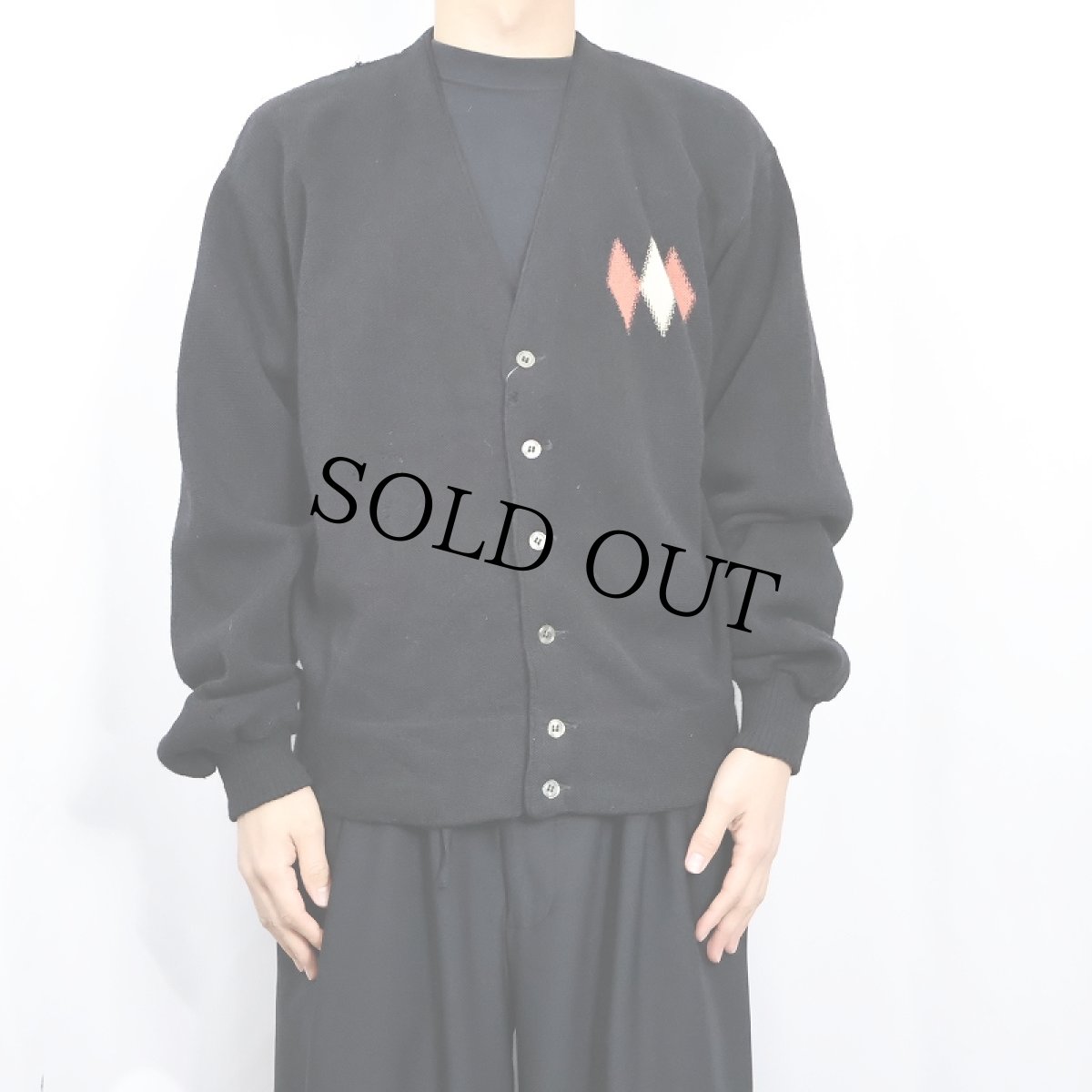 画像2: 60〜70's BURKHARDT'S ウールニットカーディガン BLACK (2)