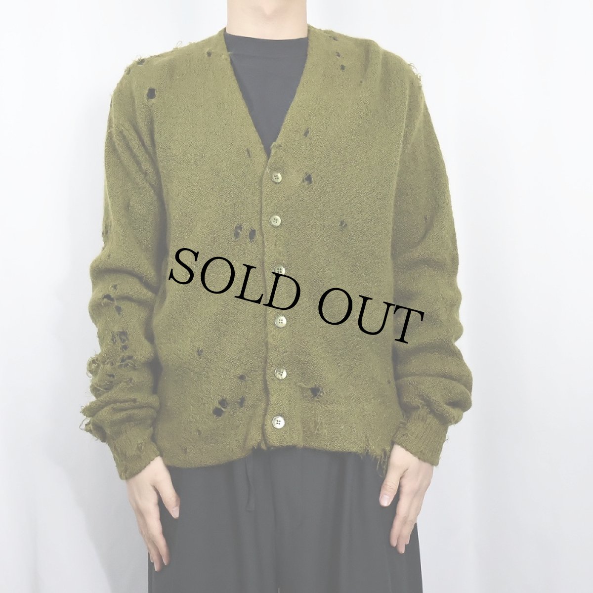 画像2: 50〜60's モヘアニットカーディガン XL (2)