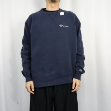 画像2: 80〜90's Champion USA製 青刺繍タグ 後期 前Vスウェット NAVY (2)