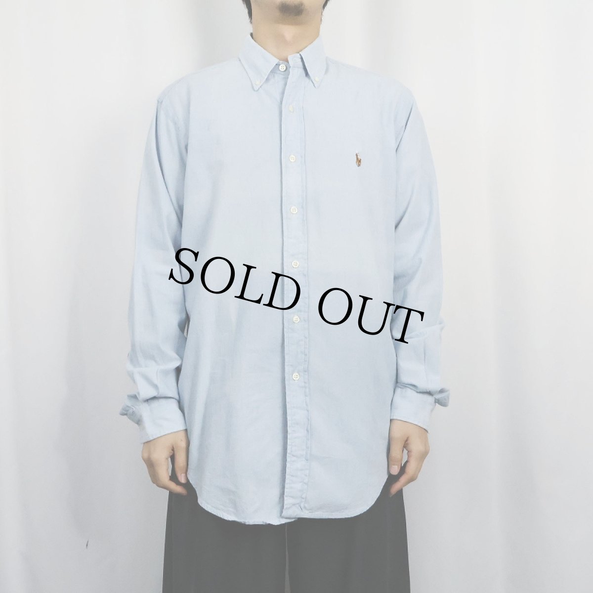 画像2: POLO Ralph Lauren CANADA製 ロゴ刺繍 コットンボタンダウンシャツ M (2)